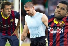 Messi, Alba, Valds, Alves y Adriano, vctimas de las lesiones musculares.