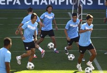 Entrenamiento del Mlaga previo al partido contra el Zenit. | EFE