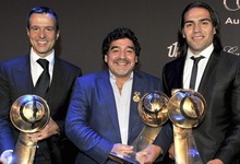 Jorge Mendes, Maradona y Falcao, premiados en Dubai. | EFE