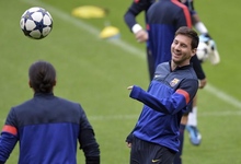 Leo Messi, durante el entrenamiento del Bara en el Allianz Arena. | EFE