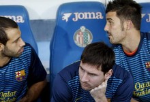 Mascherano, Messi y Villa, en el banquillo ante el Getafe. | Archivo