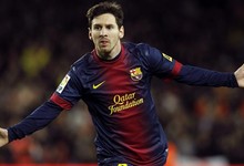 Messi celebra el tercer tanto. | EFE