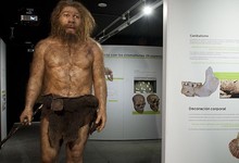 Imagen de un neandertal en una la exposicin | MEH