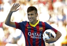 Neymar, durante su presentacin con el Barcelona. | Archivo