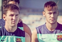 Messi, junto a Neymar en el entrenamiento del Bara. | Foto: Instagram