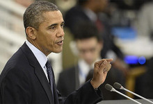 Obama durante su intervencin en la ONU. | EFE