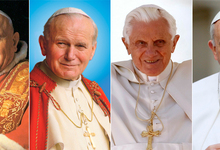 Los papas Juan XXIII, Juan Pablo II, Benedicto XVI y Francisco