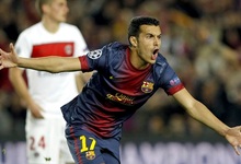 Pedro celebra su gol ante el Par�s Saint-Germain. | EFE