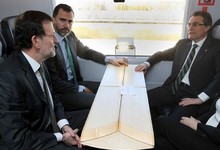 Rajoy, con Mas y el Prncipe, en la inauguracin del AVE