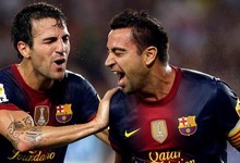 Xavi celebra su golazo. | EFE