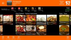 Eligiendo platos de un restaurante indio en Food2u. | Windows Store