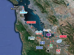 Mapa de Silicon Valley con la situacin de las empresas tecnolgicas ms conocidas. | LD