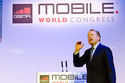 Imagen de una conferencia del Mobile Word Congress 2012. | Corbis Images. 