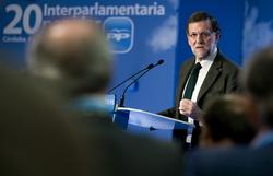 Rajoy, durante su intervención en la interparlamentaria. Tarek