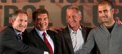 Laporta posa con Guardiola y Cruyff. | Archivo