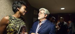 George Lucas y su pareja. | Foto: NYTimes