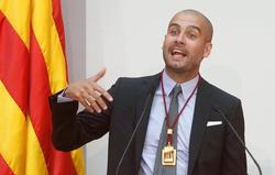  Josep Guardiola, durante su discurso en el Parlamento catalán. | EFE