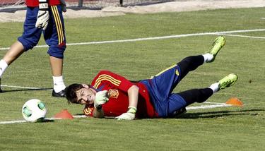 Iker Casillas, durante el entrenamiento de la seleccin espaola en Las Rozas. | EFE