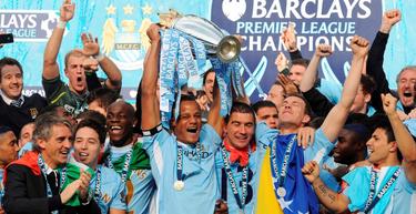 Los jugadores del Manchester City celebran el ttulo liguero. | EFE