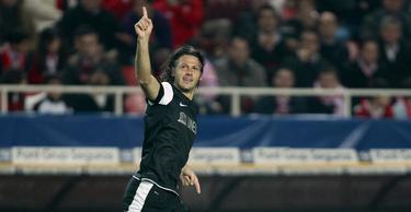 Demichelis celebra un gol con el Mlaga. | Cordon Press