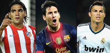 Falcao, Messi y Cristiano, tres de los grandes aspirantes al Baln de Oro.