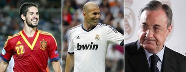 Isco, Zidane y Florentino Prez.