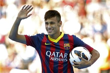 Neymar, durante su presentacin con el Barcelona. | Archivo