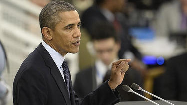 Obama durante su intervencin en la ONU. | EFE