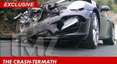 Foto del Porsche tras el accidente (fotografa exclusiva de TMZ)
