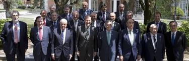Mariano Rajoy posa junto a los grandes empresarios españoles, en Moncloa, el pasado julio. | Archivo
