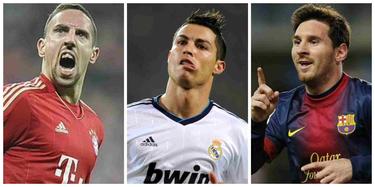 Ribry, Cristiano Ronaldo y Leo Messi optan a mejor jugador de Europa. | Archivo