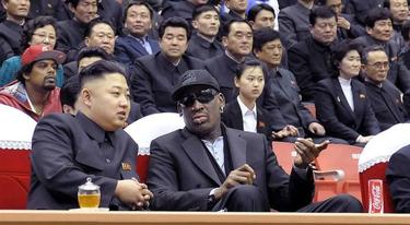 El tirano norcoreano y el deportista, en su anterior visita. | Efe