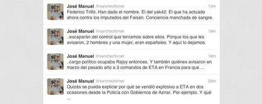 Algunos de los tuits del líder del SUP. | Twitter