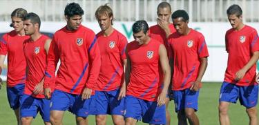 Los jugadores del Atltico de Madrid, durante un entrenamiento en Majadahonda. | EFE