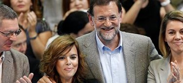 Senz de Santamara y Rajoy, en un mitin reciente en Madrid | Efe
