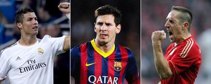 Cristiano Ronaldo, Messi y Ribéry pelearán por el Balón de Oro.
