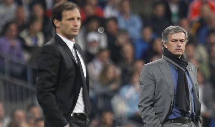 Allegri y Mourinho, en el duelo de Champions en el Bernabéu. | Cordon Press