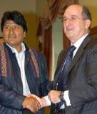 Antoni Brufau con Evo Morales. Archivo