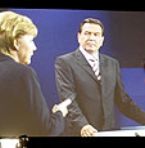 Merkel y Schroeder en el debate televisivo.