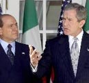 Silvio Berlusconi y George W. Bush.