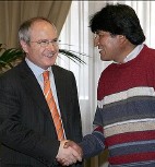 El presidente Morales durante su viaje a Espaa