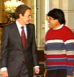Evo Morales en Madrid con Zapatero. Archivo