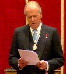 Don Juan Carlos, leyendo un discurso el pasado lun