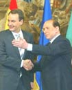 Rodrguez Zapatero con Berlusconi en Roma.