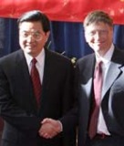 Bill Gates con el presidente de China, Jintao.